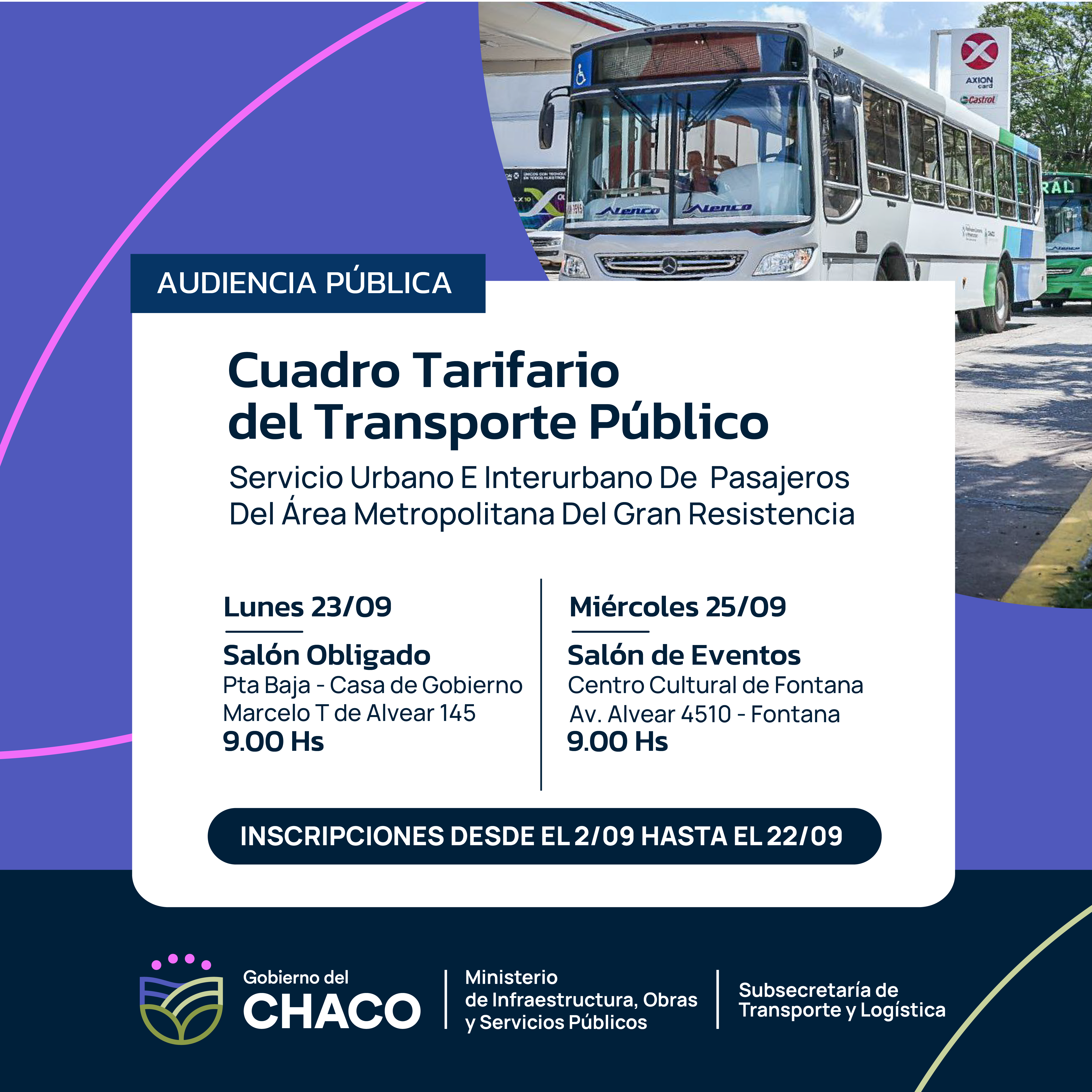 ÁREA METROPOLITANA: CONVOCATORIA A AUDIENCIAS PÚBLICAS PARA LA DETERMINACIÓN DEL NUEVO CUADRO TARIFARIO DEL TRANSPORTE PÚBLICO