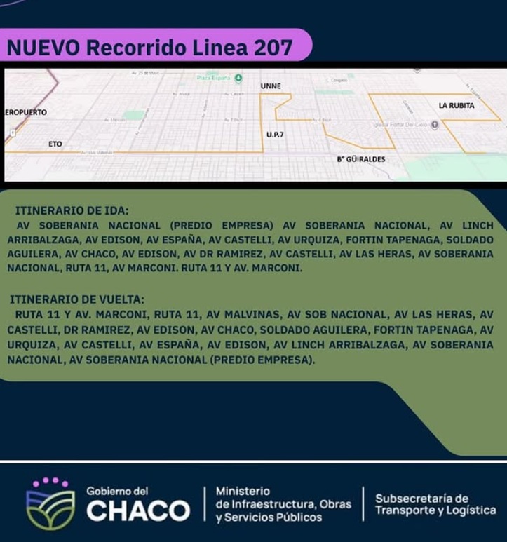 Nuevo recorrido Línea 207